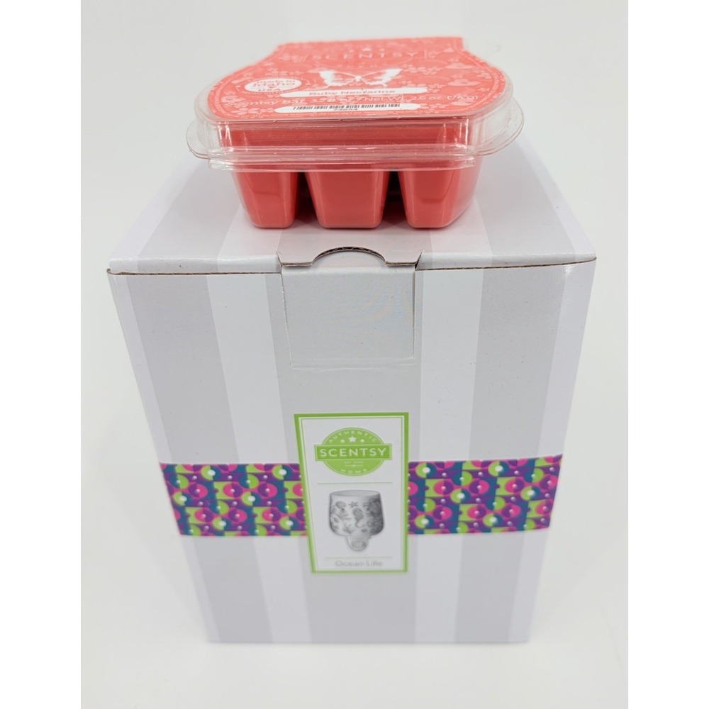 New Ocean Life Scentsy Mini Warmer Blue White Plug In with Ruby Nectarine Bar